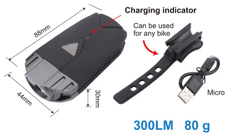 USB Şarjlı Şarj Edilebilir LED Döngü Işıkları 1.3in, Düşük Parlaklıkta USB Bisiklet Ön Işığı